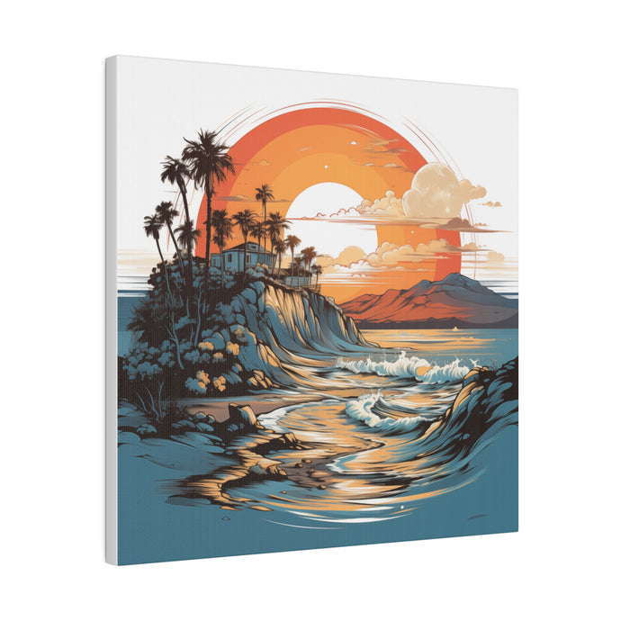 Sunset Beach Wall Art | Square Matte Canvas