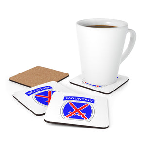 U.S. Army 10th Mountain Division Patch Corkwood Coaster Set