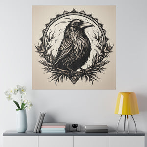 Vintage Gothic Crow Wall Art | Square Matte Canvas