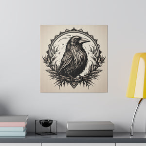 Vintage Gothic Crow Wall Art | Square Matte Canvas