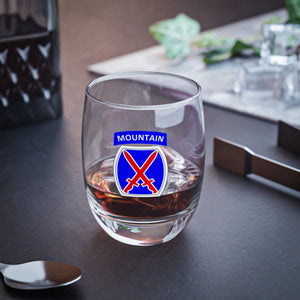 U.S. Army 10th Mountain Division Patch Whiskey Glass