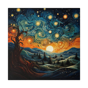 Swirling Stars Wall Art | Square Matte Canvas