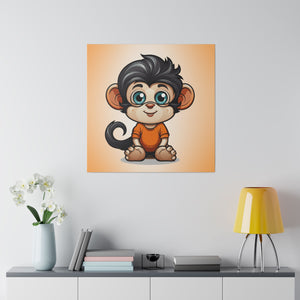 Kid Monkey Wall Art | Square Matte Canvas