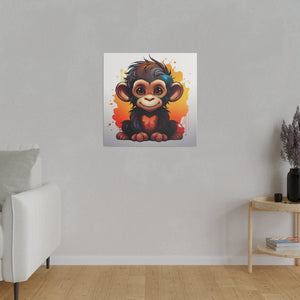 Baby Monkey Wall Art | Square Matte Canvas