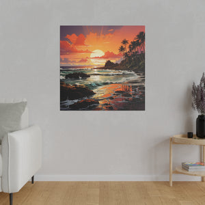 Painted Sunset Beach Wall Art | Square Matte Canvas