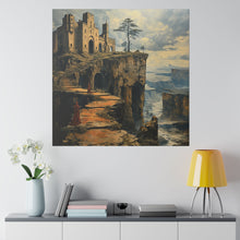 Load image into Gallery viewer, Fantasy Building on a Cliff Wall Art | Square Matte Canvas