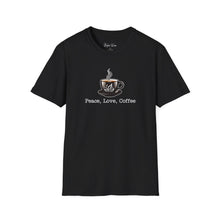 Load image into Gallery viewer, Peace, Love, Coffee | Unisex Softstyle T-Shirt