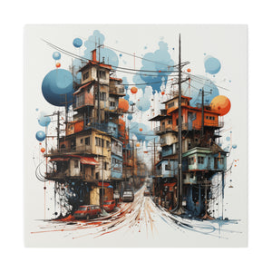 Abstract Village | Square Matte Canvas