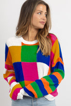 Load image into Gallery viewer, Color Block Round Neck Long Sleeve Sweater