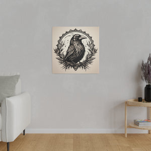 Vintage Gothic Crow Wall Art | Square Matte Canvas