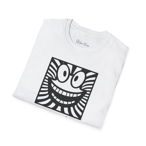 Black & White Happy Pop Art | Unisex Softstyle T-Shirt