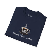 Load image into Gallery viewer, Peace, Love, Coffee | Unisex Softstyle T-Shirt