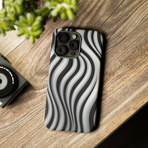 Funky Lines Black and White | iPhone, Samsung Galaxy, and Google Pixel Tough Cases