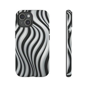 Funky Lines Black and White | iPhone, Samsung Galaxy, and Google Pixel Tough Cases