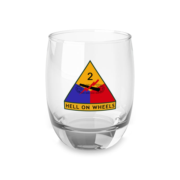 U.S. Army 2nd Armored Patch Whiskey Glass