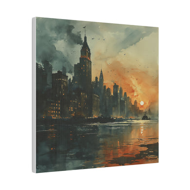 Waterpaint City Wall Art | Square Matte Canvas