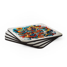 Load image into Gallery viewer, Colorful Abstract Funky Art Corkwood Coaster Set
