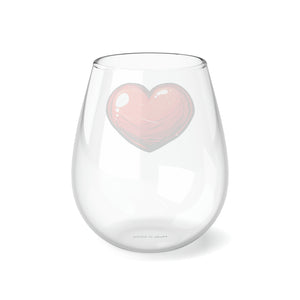 Red Heart Stemless Wine Glass, 11.75oz
