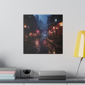 City Alley at Night Wall Art | Matte Canvas