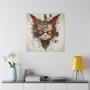 Abstract Steampunk Cat Wall Art | Square Matte Canvas