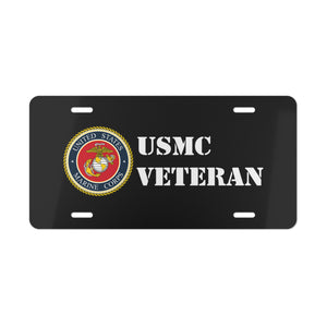 U.S. Marines Veteran Black Vanity Plate