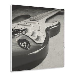 Retro Electric Guitar Black & White Acrylic Prints