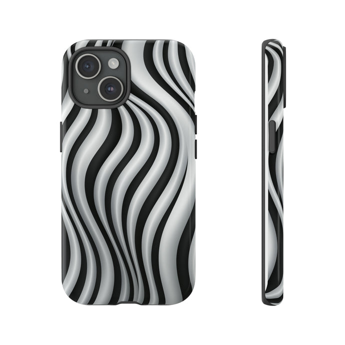 Funky Lines Black and White | iPhone, Samsung Galaxy, and Google Pixel Tough Cases