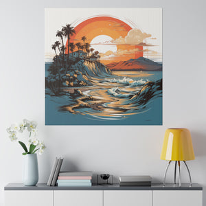 Sunset Beach Wall Art | Square Matte Canvas