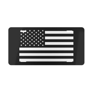 Black & White American Flag Vanity Plate