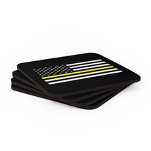 Load image into Gallery viewer, American Flag Yellow Line Corkwood Coaster Set