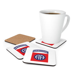 U.S. Army 82nd Airborne Division Patch Corkwood Coaster Set