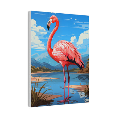 Pink Flamingo on the Beach | Vertical Matte Canvas