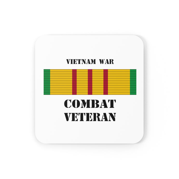 Vietnam War Combat Veteran Corkwood Coaster Set