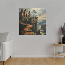 Load image into Gallery viewer, Fantasy Building on a Cliff Wall Art | Square Matte Canvas