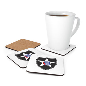 U.S. Army 2nd Infantry Division Patch Corkwood Coaster Set
