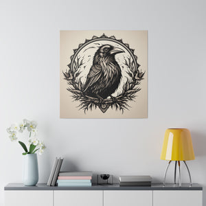 Vintage Gothic Crow Wall Art | Square Matte Canvas