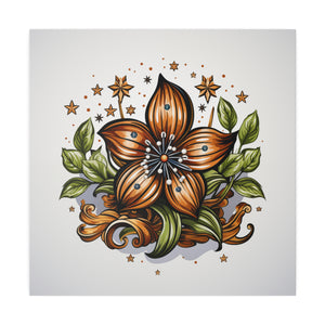 Vintage Style Flower Wall Art | Square Matte Canvas