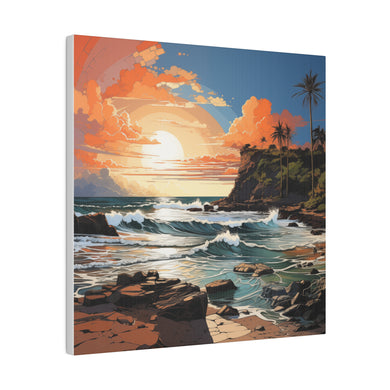 Painted Hawaiian Beach Wall Art | Square Matte Canvas