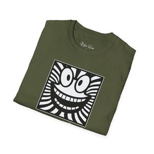 Black & White Happy Pop Art | Unisex Softstyle T-Shirt