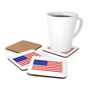 American Flag Corkwood Coaster Set