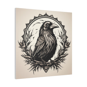 Vintage Gothic Crow Wall Art | Square Matte Canvas