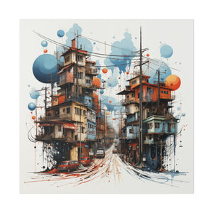 Abstract Village | Square Matte Canvas