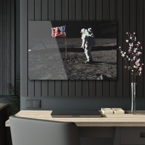 Buzz Aldrin and the U.S. Flag on the Moon Acrylic Prints
