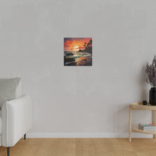 Load image into Gallery viewer, Painted Sunset Beach Wall Art | Square Matte Canvas