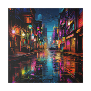 Colorful City Street | Wall Art | Matte Canvas