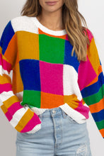 Load image into Gallery viewer, Color Block Round Neck Long Sleeve Sweater