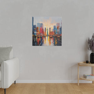 Painted City Wall Art | Square Matte Canvas