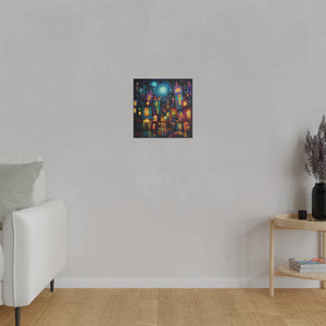 Neon Town Wall Art | Square Matte Canvas