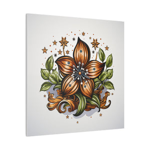 Vintage Style Flower Wall Art | Square Matte Canvas