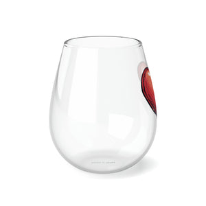 Red Heart Stemless Wine Glass, 11.75oz